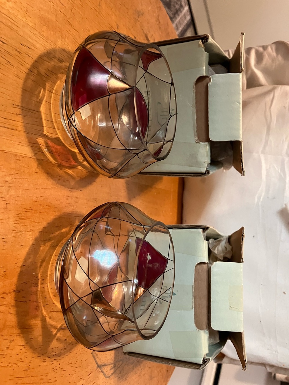 New.  Set of 2  Partylite glass mosaic style small 3” votive holders